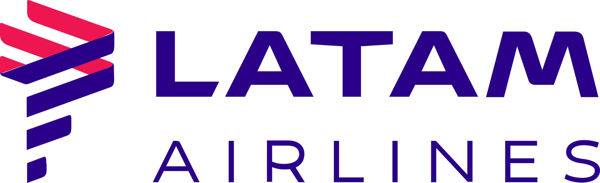 LATAM Airlines logo in purple and pink on a white background