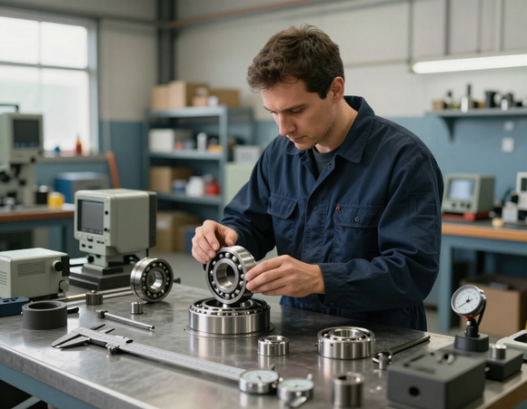 Técnico revisando rodamientos y refacciones