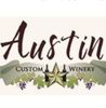 Austin Custom Winery logo with script text, green vines, grapes, and a gold star emblem