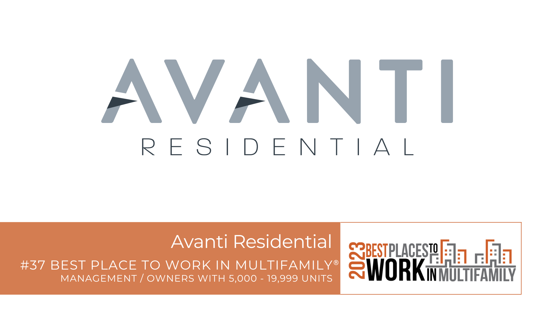 The logo for avanti residential is shown on a white background