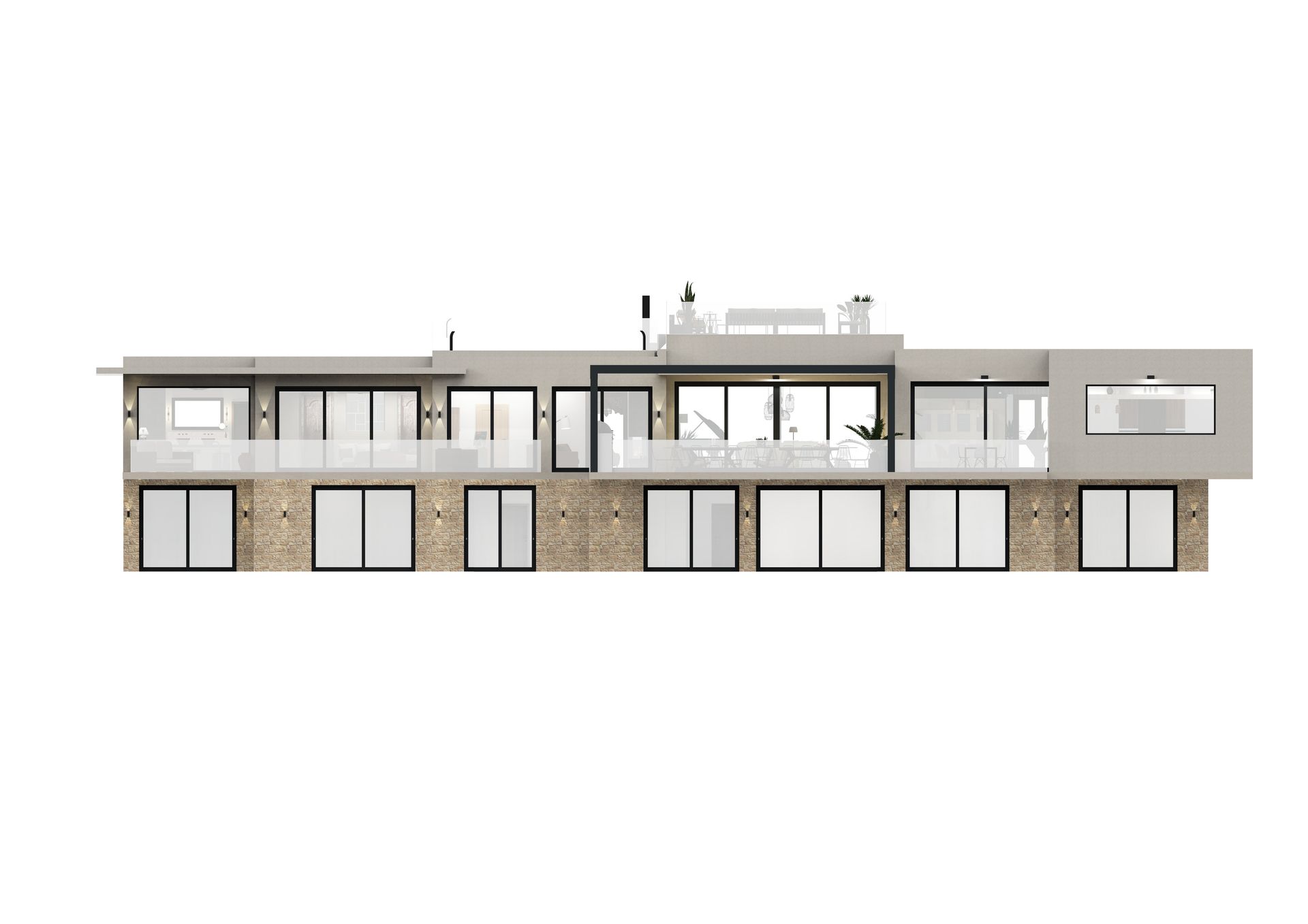 Construction Villa façade et éclairages extérieurs