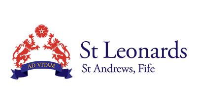St Leonards logo with red crest and blue ribbon, labeled “St Leonards, St Andrews, Fife”