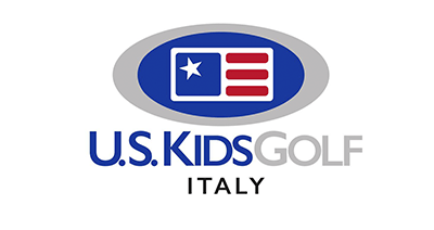 U.S. Kids Golf Italy logo with blue, white, and red emblem and text
