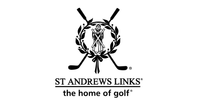 St Andrews Links logo with crossed golf clubs and the slogan “the home of golf”