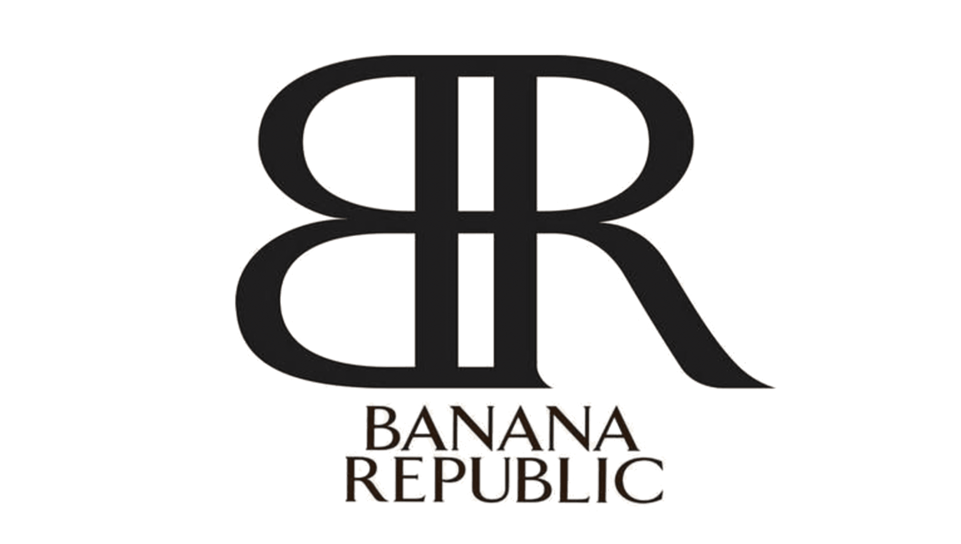 A black and white logo for banana republic on a white background.