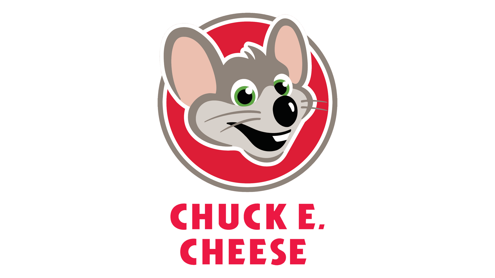 The logo for chuck e. cheese shows a mouse in a red circle.