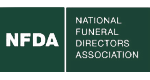 NFDA logo with white text on a dark green background and “National Funeral Directors Association” beside it