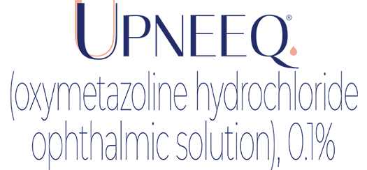 Upneeq logo with “oxymetazoline hydrochloride ophthalmic solution, 0.1%” text