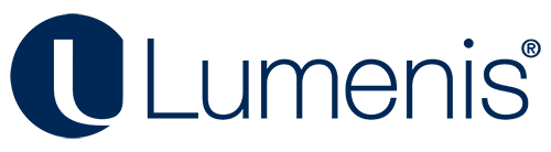 Lumenis company logo in blue and white with stylized “L” icon