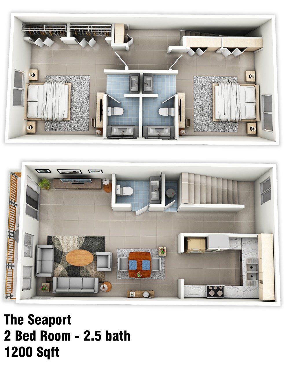 Townhomes, Greenville, Pet Friendly, 2 Bedroom, Washer Dryer Connect, 24 Hr Emergency Maintenance, Patio, En-Suite, Floorplan