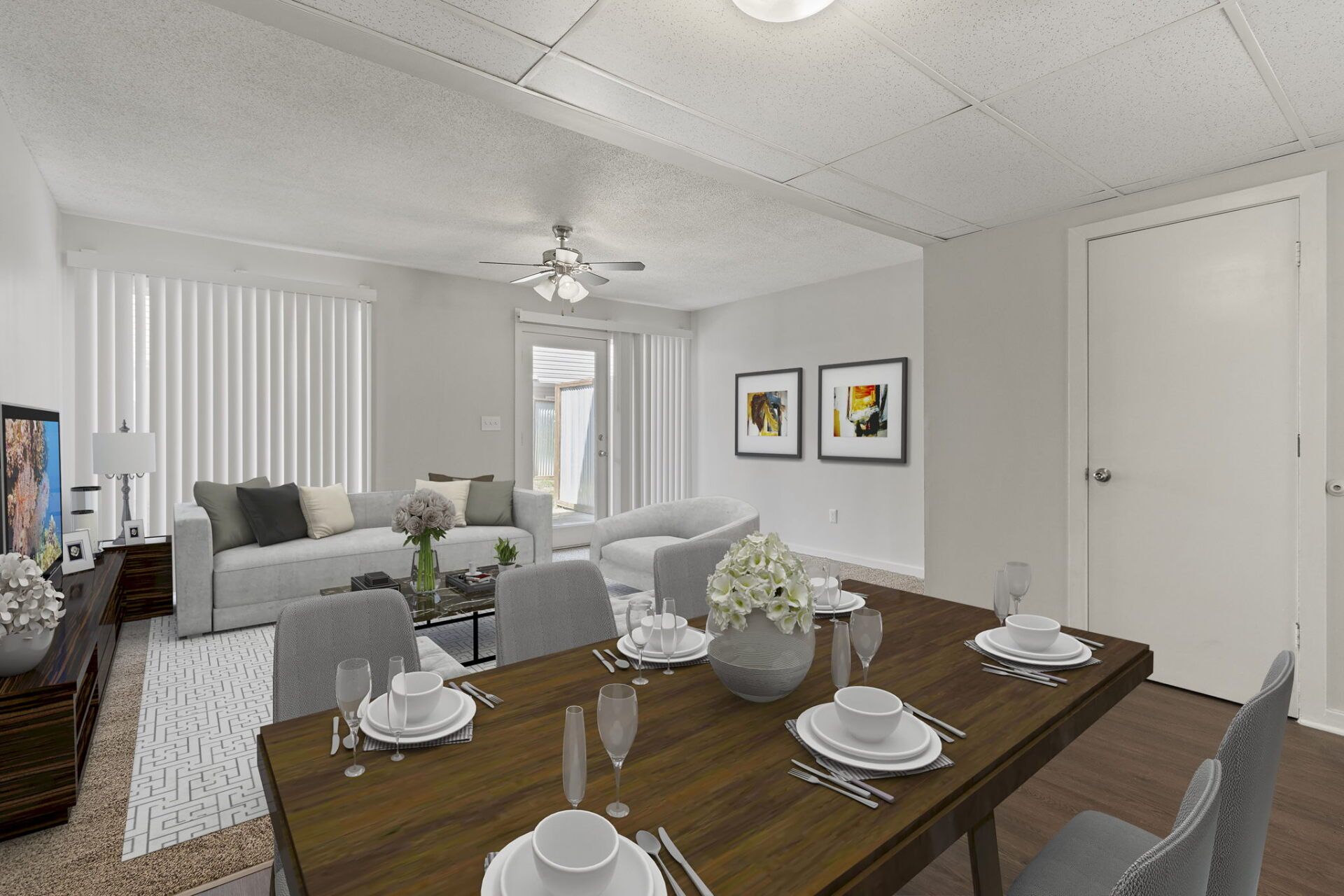 Townhomes, Greenville, Pet Friendly, 2 Bedroom, Washer Dryer Connect, 24 Hr Emergency Maintenance, Patio, En-Suite, Floorplan