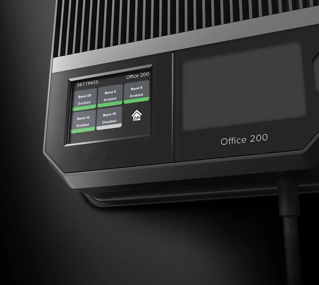 Black Office 700 printer control panel with touchscreen and status buttons on a dark device