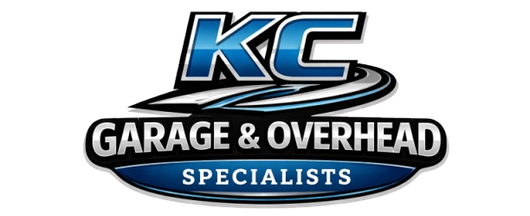 KC Garage & Overhead Specialists logo in blue, black, and silver