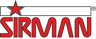 Logo SIRMAN in rosso con una stella sopra la scritta su sfondo bianco.