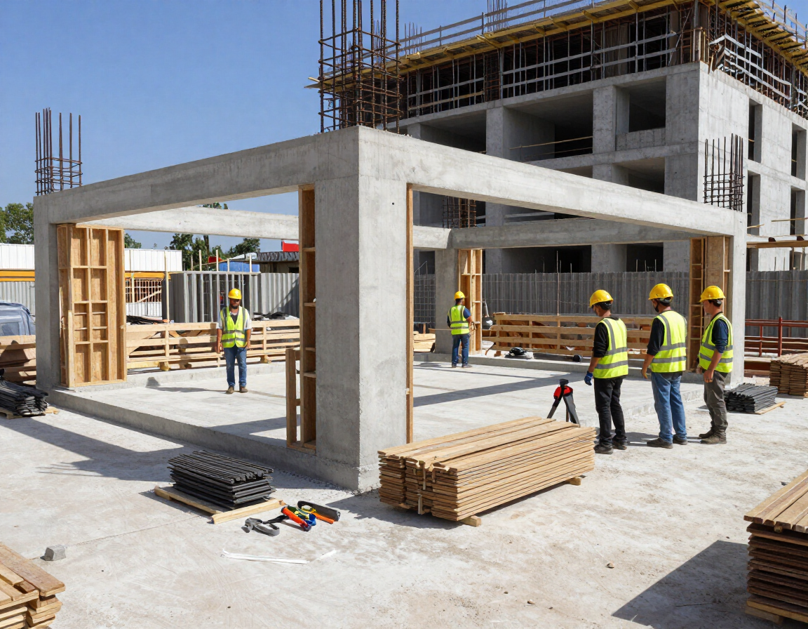 Cantiere ordinato struttura in cemento armato
