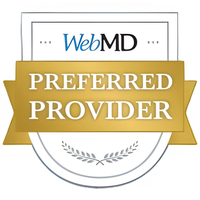 WebMD Preferred Provider badge with gold ribbon and white shield emblem