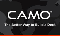 A camo logo that says the better way to build a deck