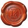 A wax seal indicating Parmigiano-Reggiano cheese aged for 18 months.