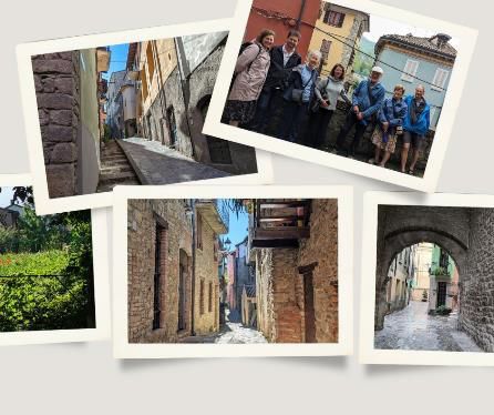 Varzi scenes with autumn colors, streets, and group meal.