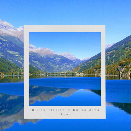 A lake with mountains in the background