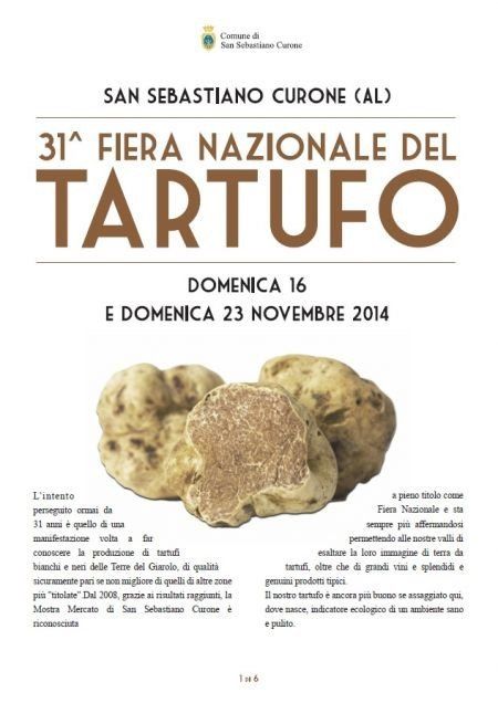 31st National Truffle Fair, San Sebastiano Curone, November 16 and 23, 2014, with truffle imagery.