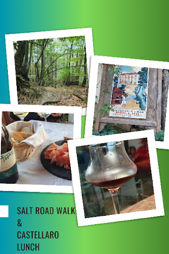 Salt Road Walk, Volpedo & Staffora Valley, spa retreat, and Castellaro lunch.