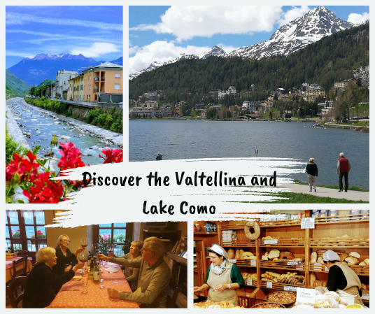 Lakeside strolls, village dining, mountain views, and a bakery visit in the Valtellina and Lake Como region.