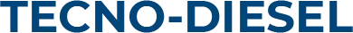 Logo TECNO-DIESEL con testo blu e arancione su sfondo bianco.
