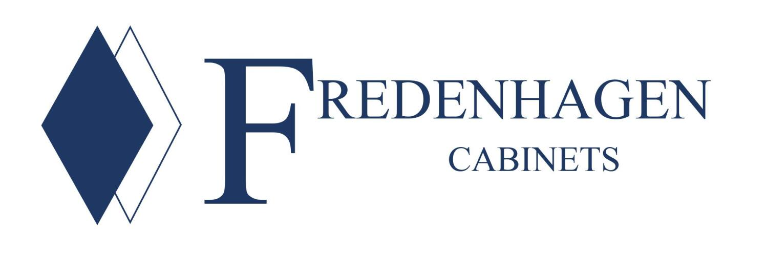 A logo for redenhagen cabinets with a diamond in the middle