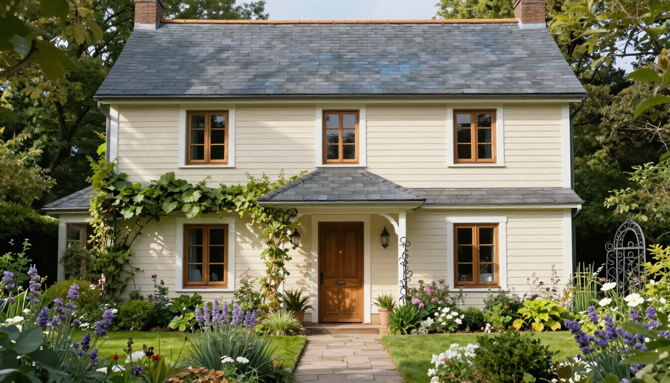 Traditional home with slate roofing