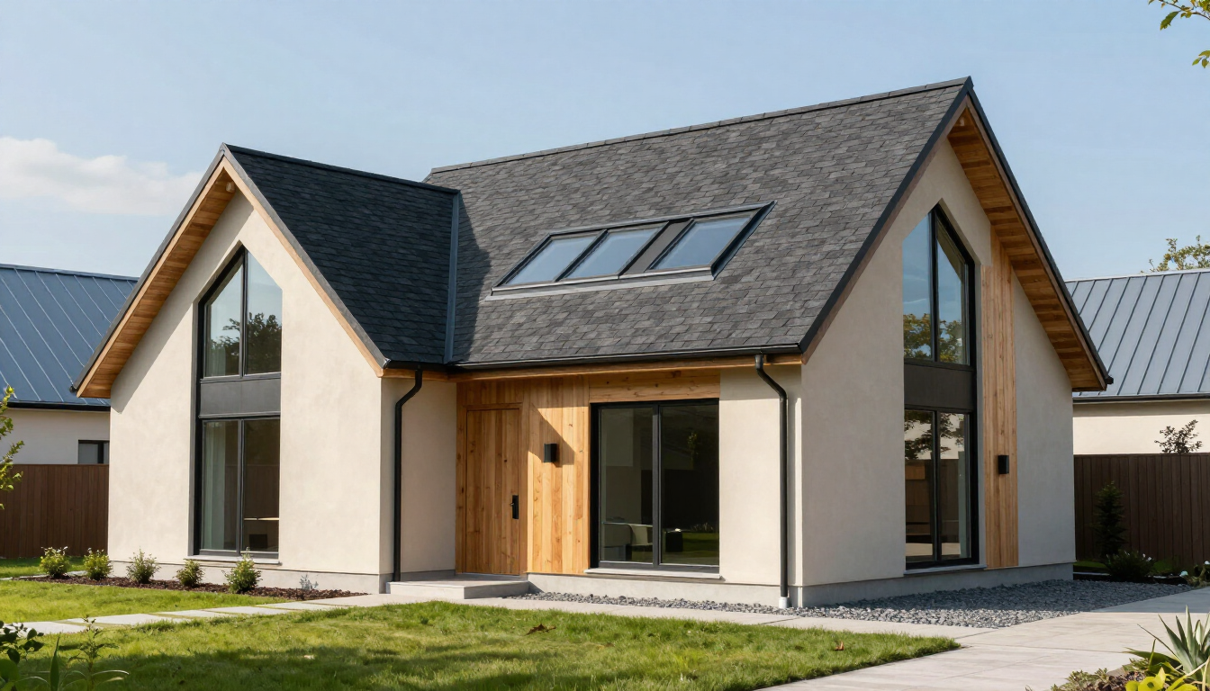 Side by side comparison of roofing materials including asphalt and metal.