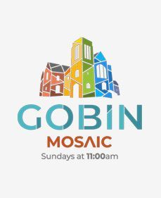 Gobin Mosaic church logo with colorful buildings