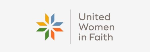 Logo for United Women in Faith, with a multicolored star icon and gray text on a white background