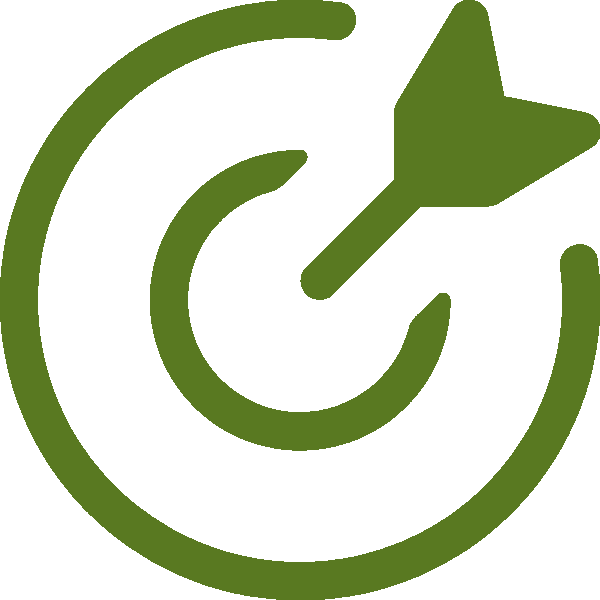 Green target with an arrow hitting the center, symbolizing goals or accuracy