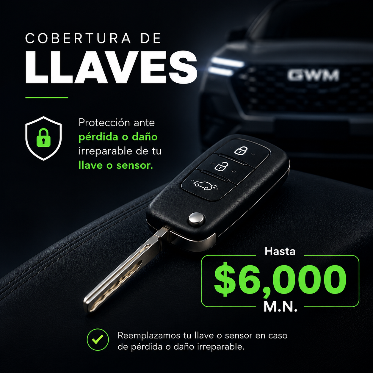 Cobertura de llaves ZIGA para GWM con protección de hasta $6,000 M.N.