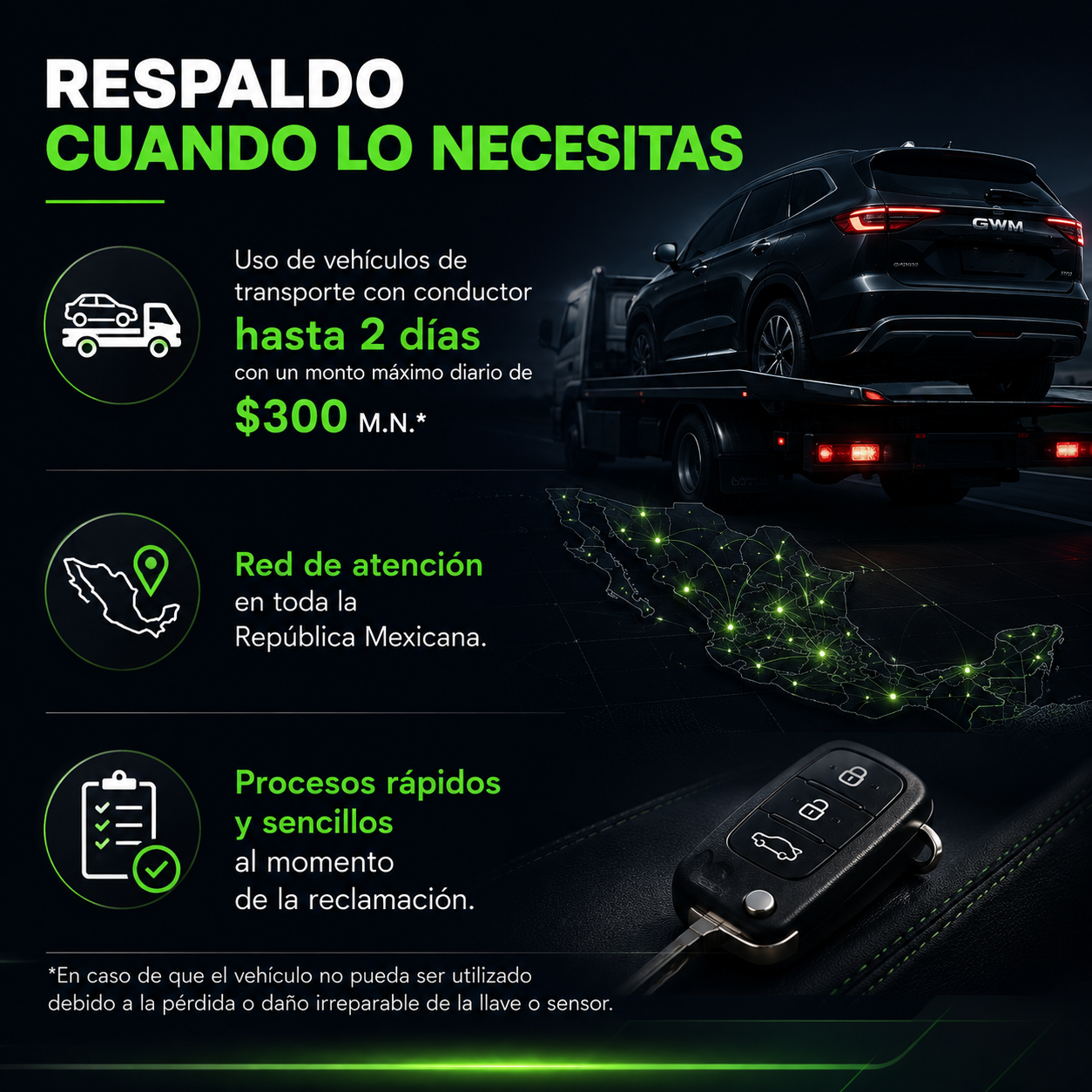 Transporte y red nacional de atención para cobertura de llaves