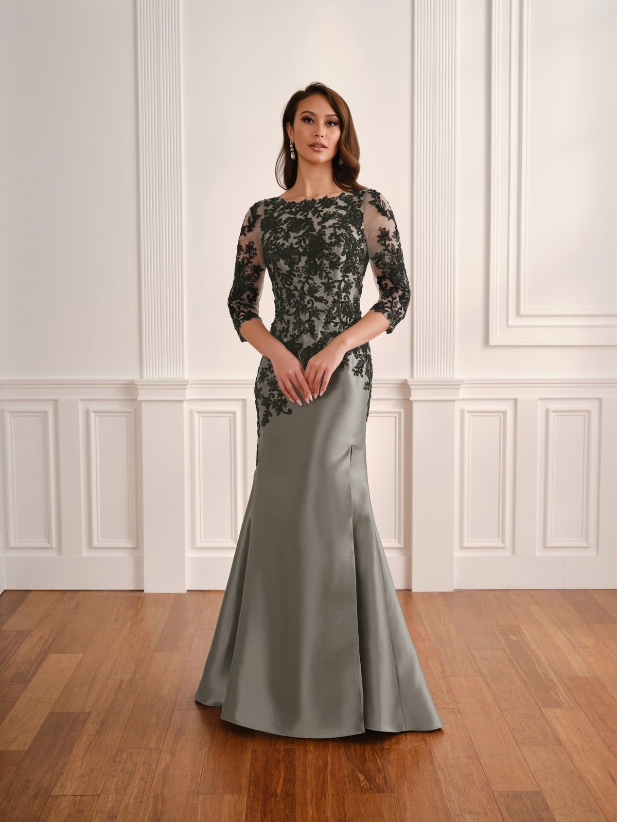 Fifi's Private Collection – Style UM204: Embroidered Lace Illusion Trumpet Gown