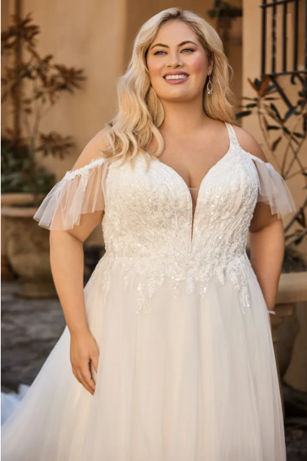 plus size dresses to wear to a wedding Line Ethereal V-neck Chiffon Dress-716230 DorrisDress and formal dinners. Plus-Size Wedding Dresses Uptown