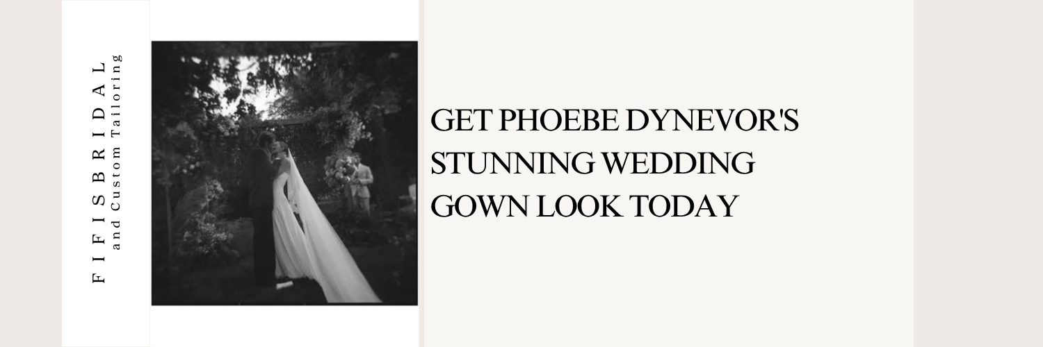 Promotional banner with a bride in a gown and text: “GET PUOREDYNVORS STUNNING WEDDING GOWN LOOK TODAY”