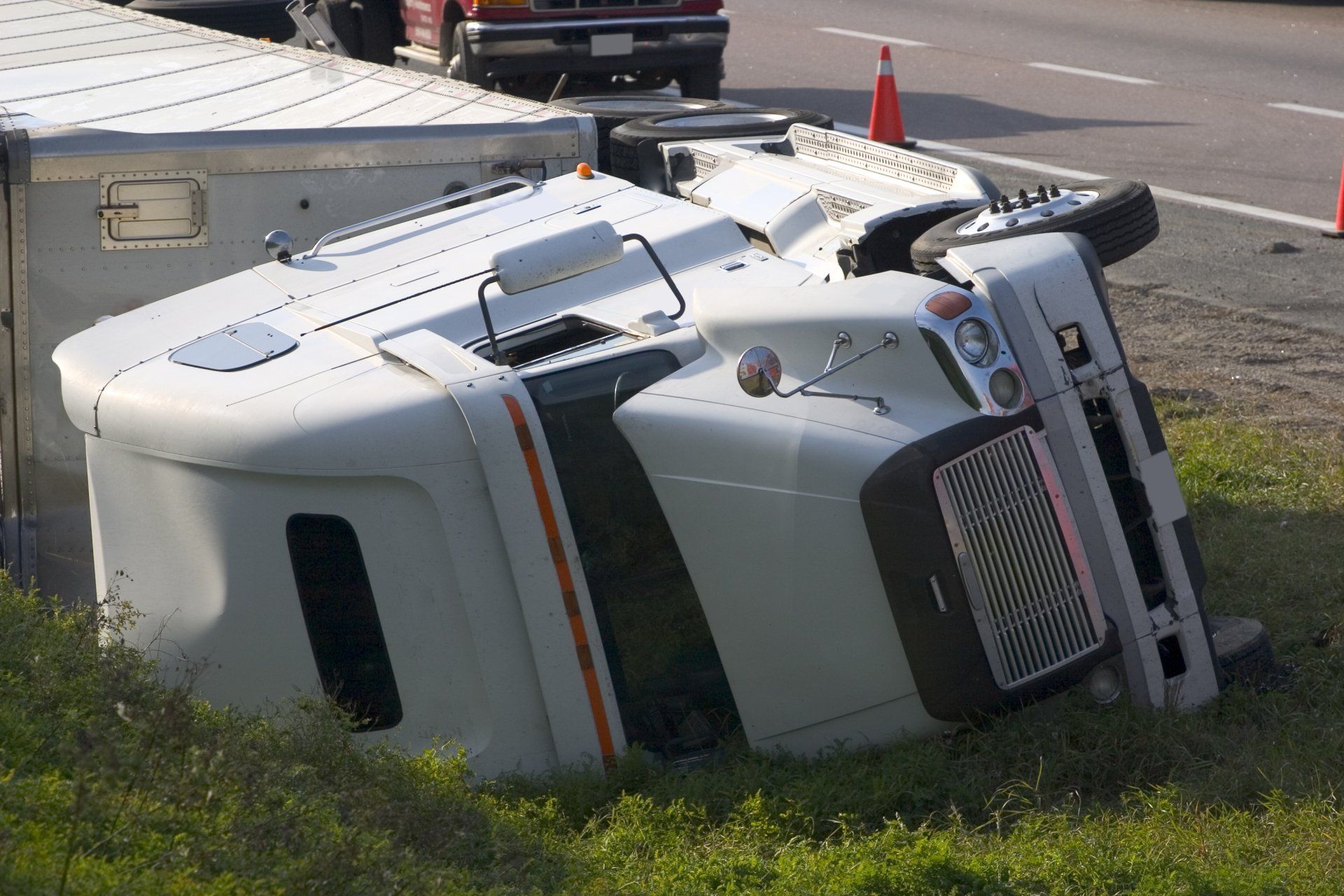 Truck Accident Crash - Casa Grande, AZ - The Alexander Law Offices White Semi Truck Rollover Accident