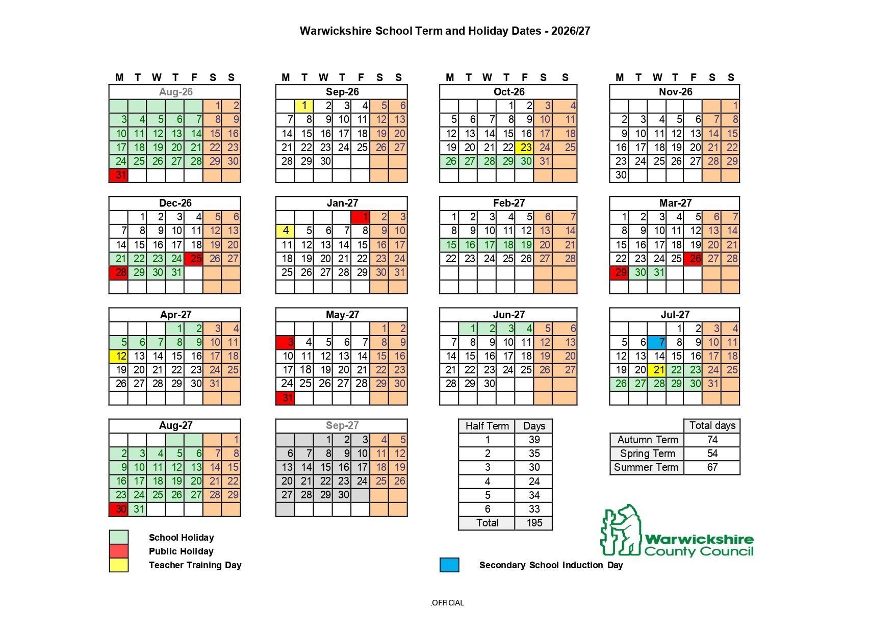 Whitnash Primary School - Term Dates