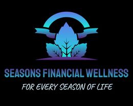 Seasons Financial Wellness logo with blue-purple leaf and crescent, tagline “For Every Season of Life”