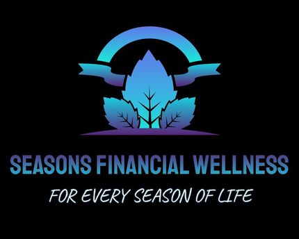 Seasons Financial Wellness logo with blue-purple leaf and crescent, tagline “For Every Season of Life”