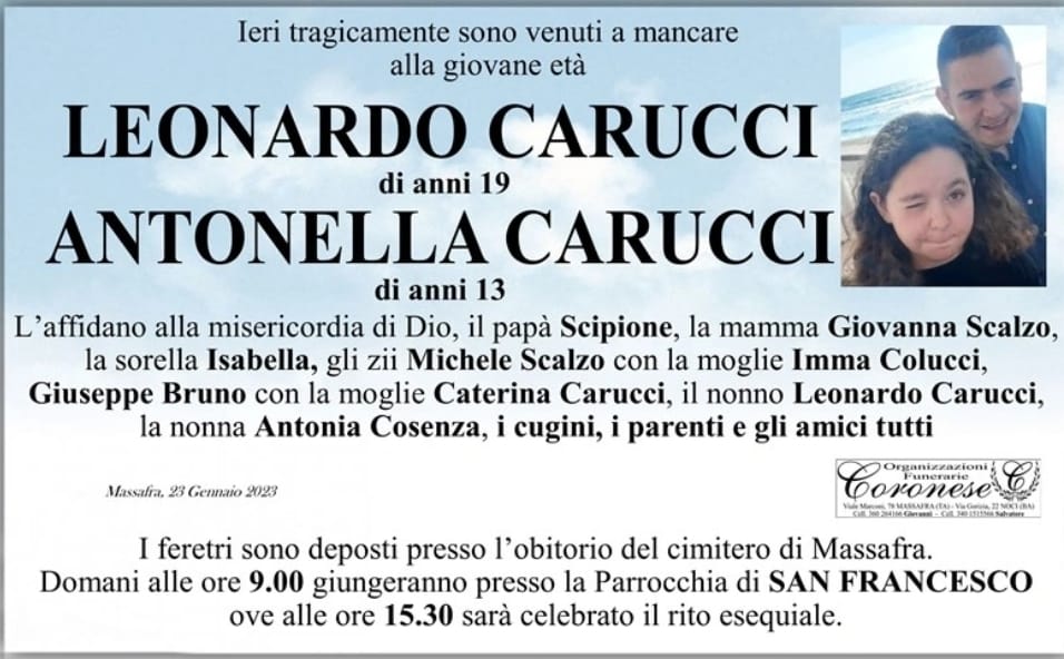 necrologio LEONARDO CARUCCI    ANTONELLA CARUCCI