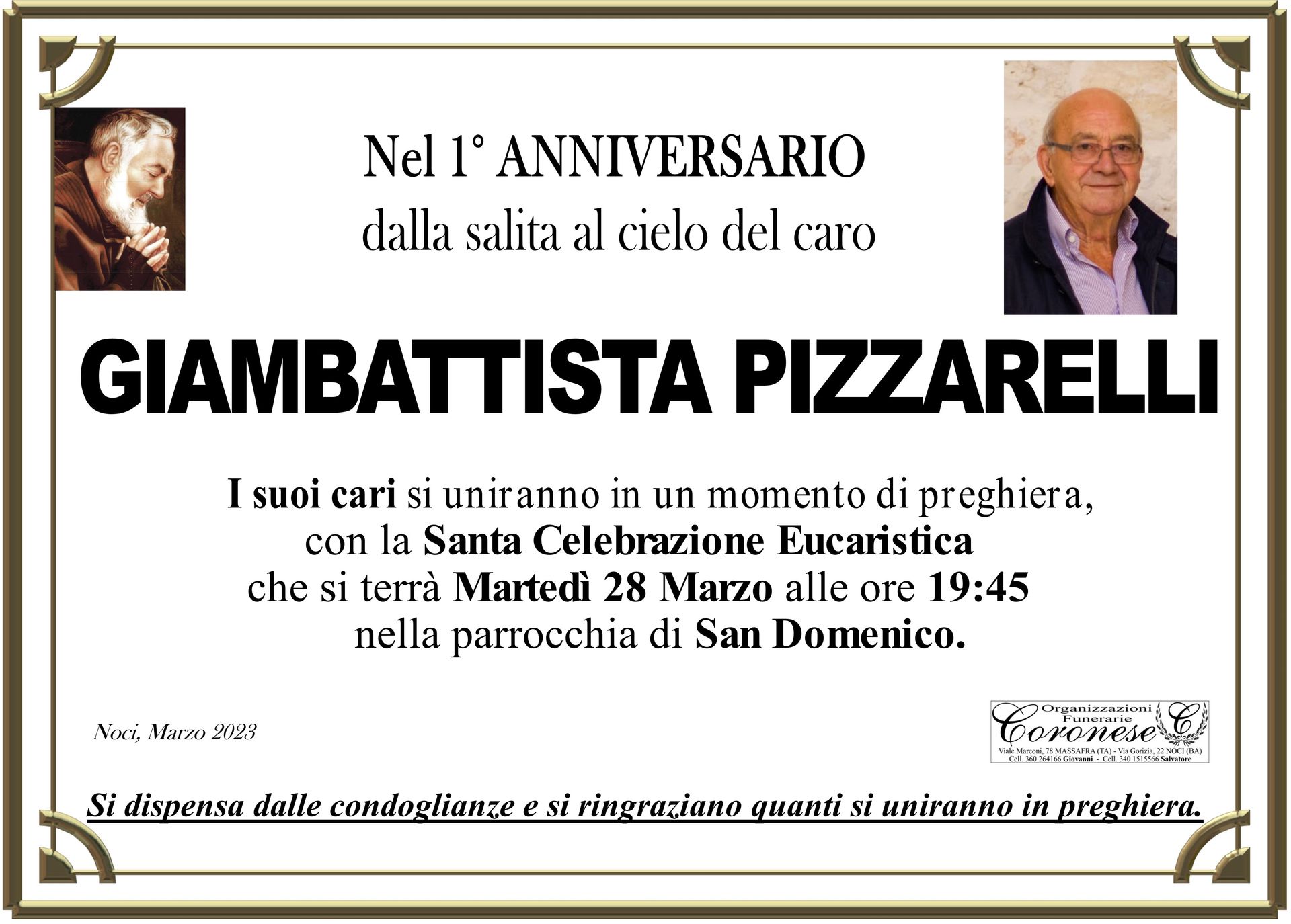 necrologio GIAMBATTISTA PIZZARELLI