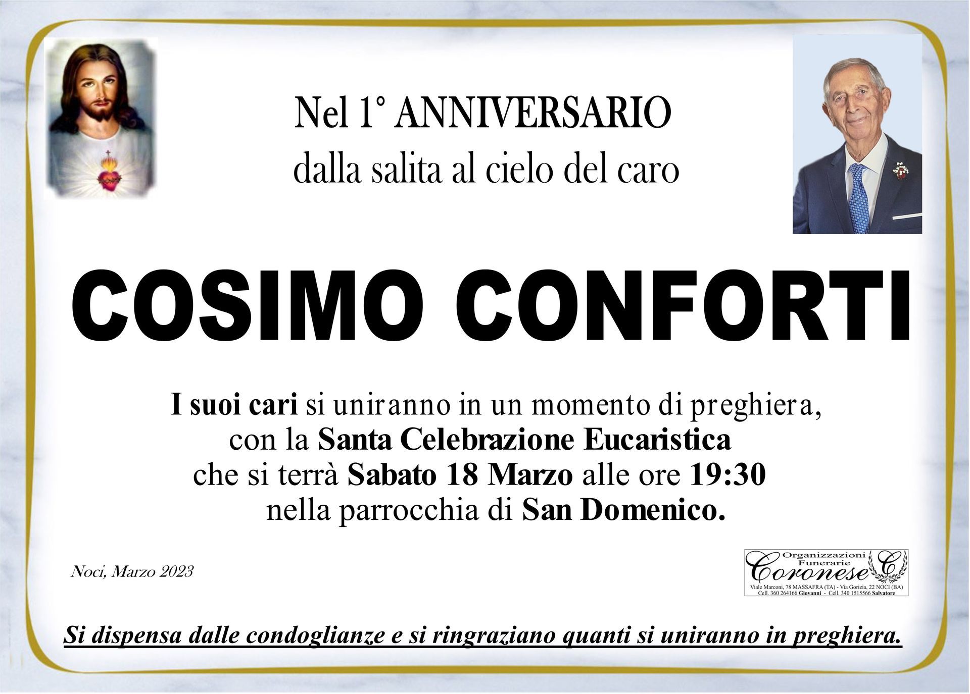 necrologio COSIMO CONFORTI