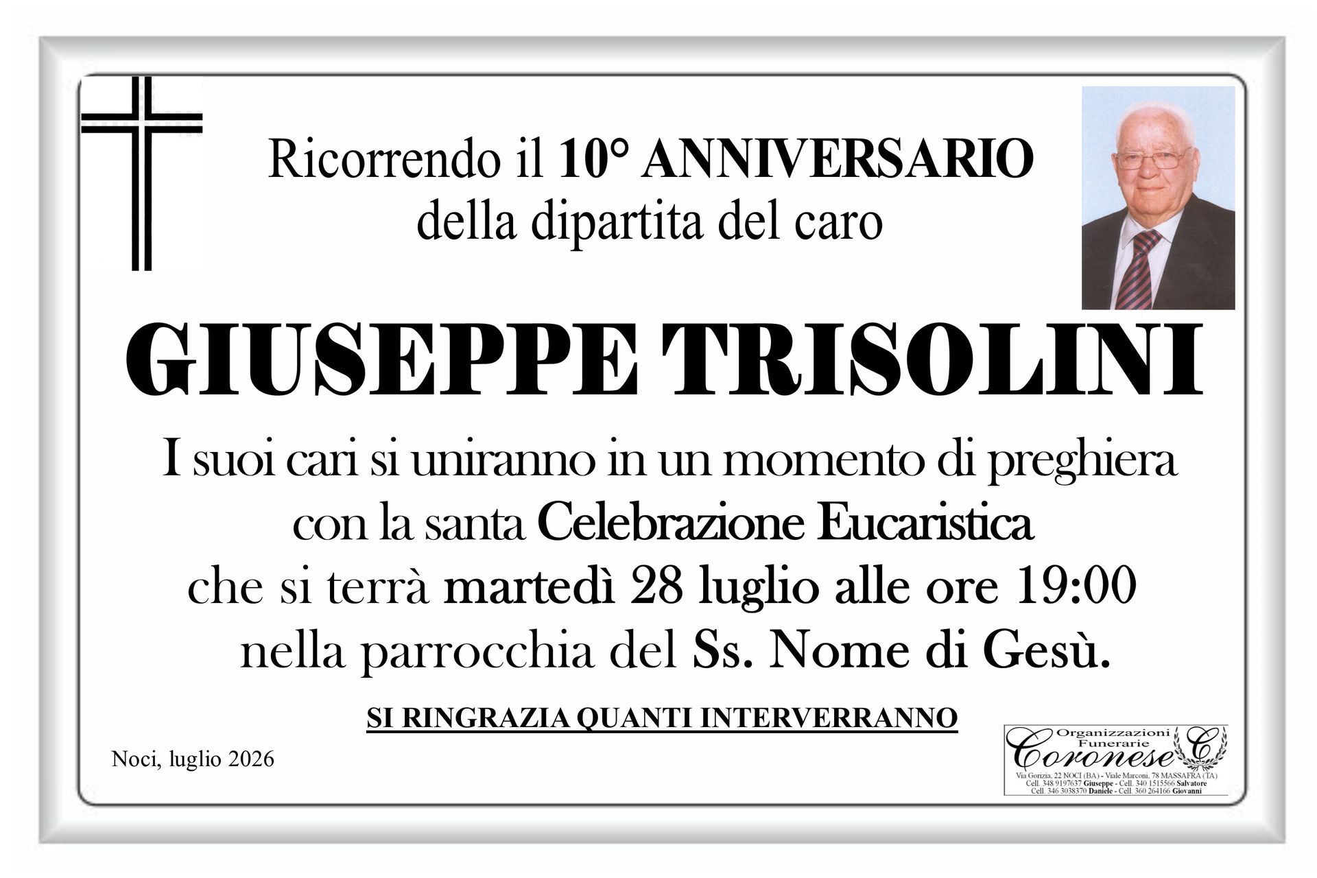necrologio GIUSEPPE TRISOLNI