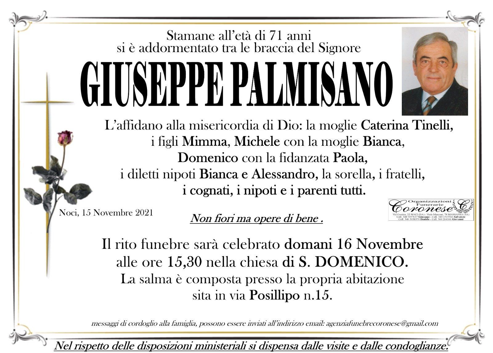 necrologio GIUSEPPE PALMISANO