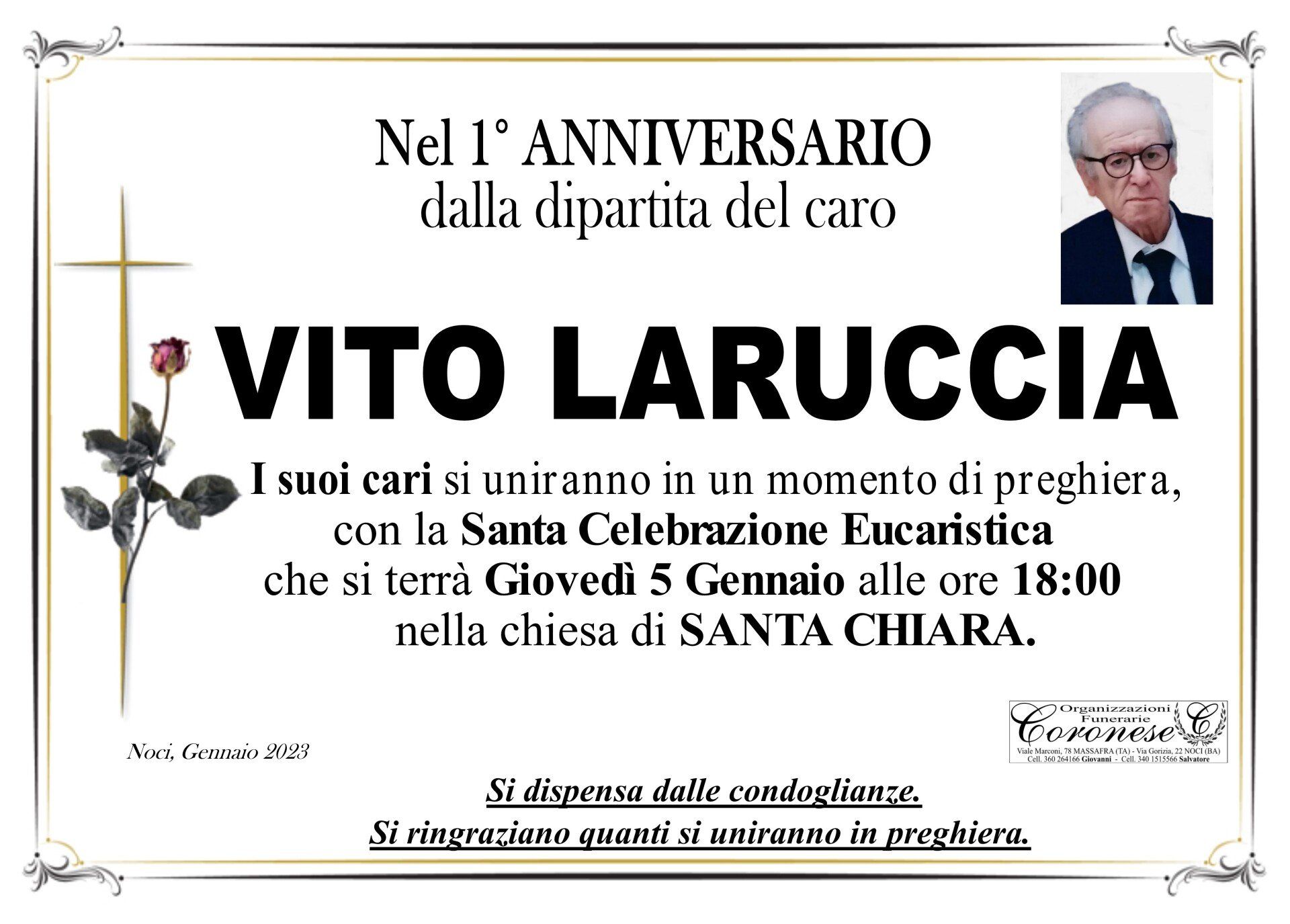 necrologio VITO LARUCCIA