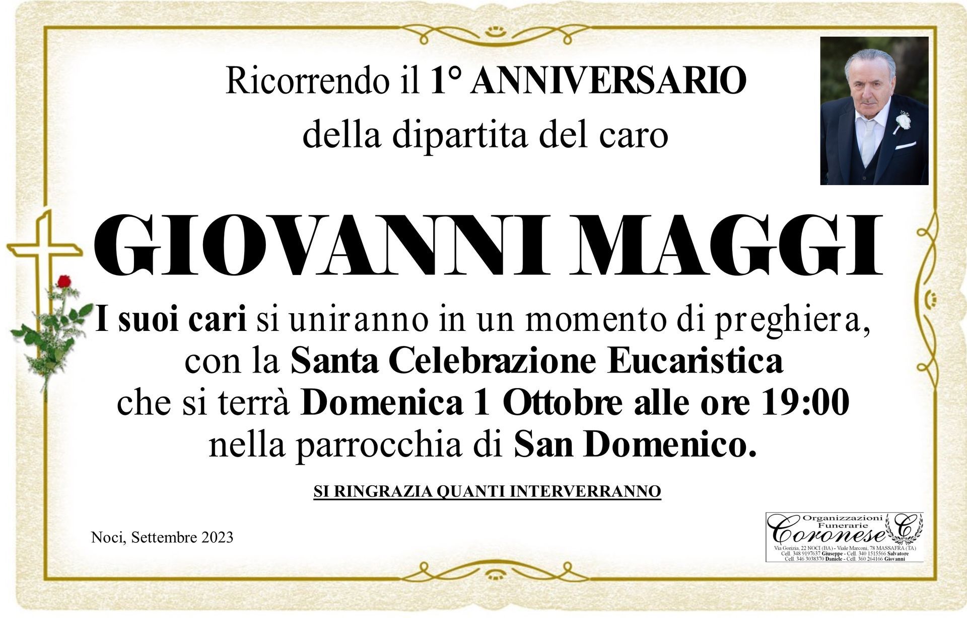necrologio GIOVANNI MAGGI